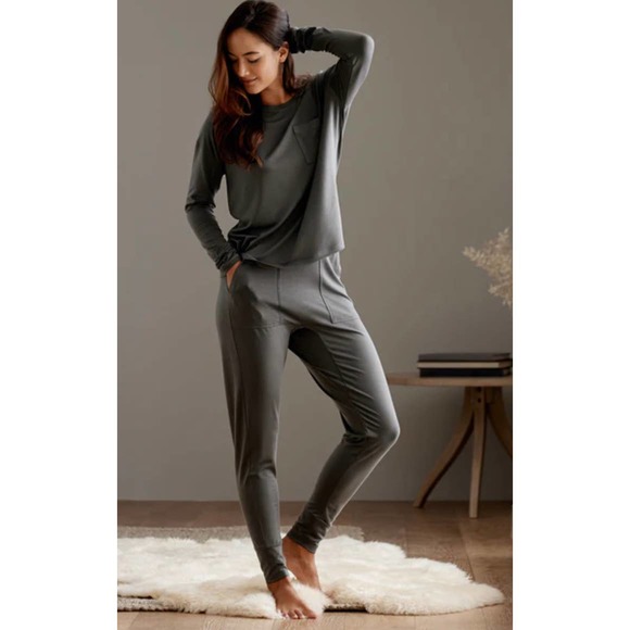 SIJO Charcoal Grey Bamboo Loungewear Set Jogger + Long Sleeve Top Size M - Picture 1 of 5